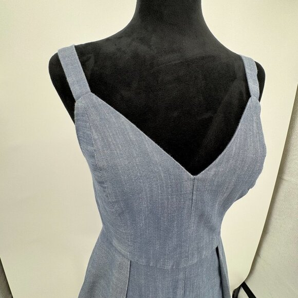 BCBGeneration Chambray Mini Dress Womens Blue Sleeveless Size S Old Money V Neck - Picture 3 of 6